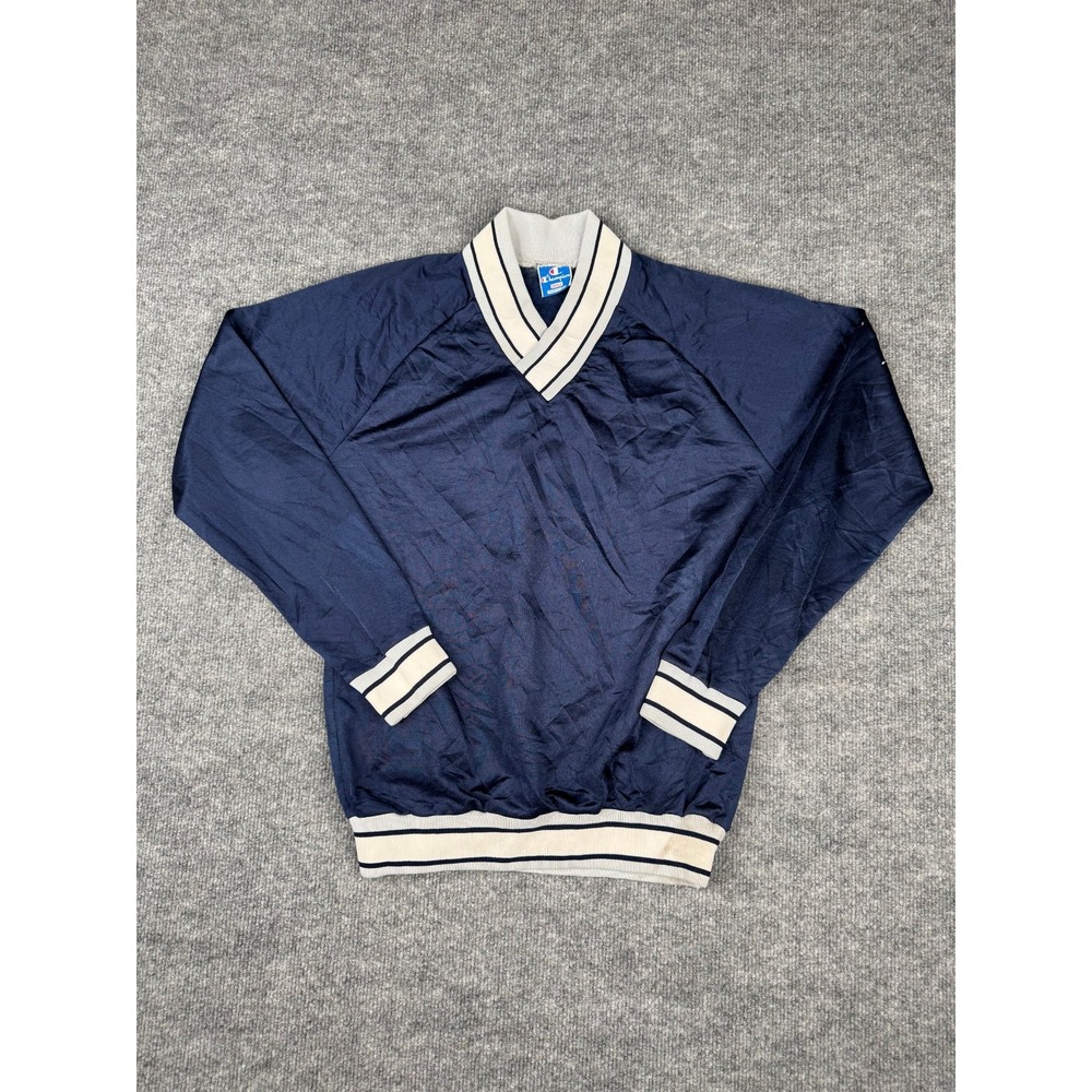 Vintage Champion USA V-Neck Pullover Windbreaker Navy White Trim Size Small 90s - Picture 1 of 16